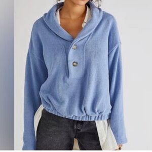 Free People Beach Bino pullover - blue- ultra cozy - small